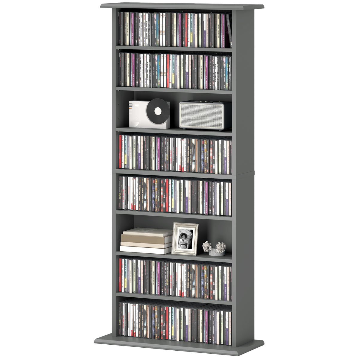 CD Storage Unit DVD Tower Blu-ray Storage Shelf for Living Room Grey