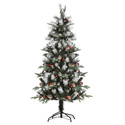 5FT Artificial Snow Dipped Christmas Tree Xmas Holiday Pencil Tree Green