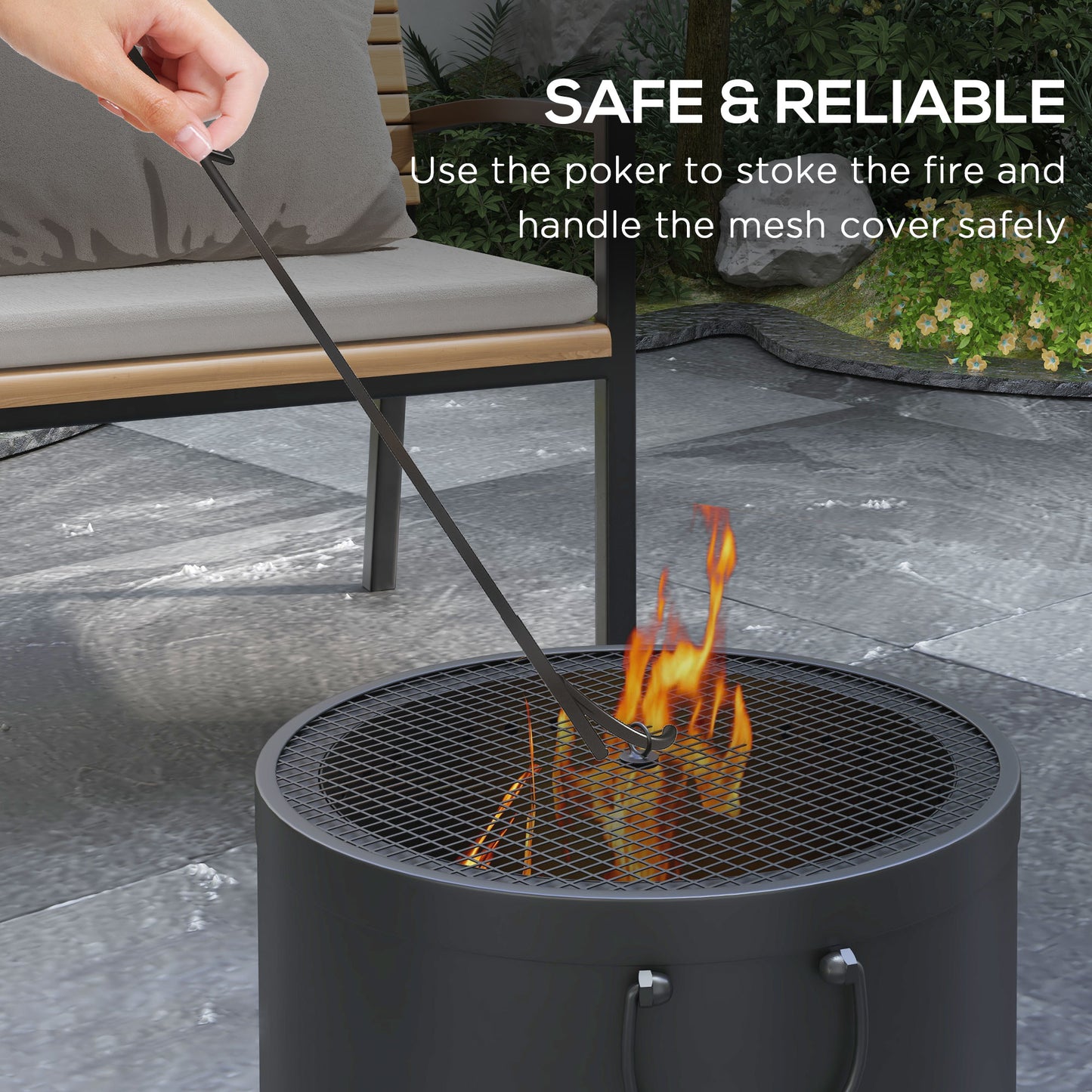 38cm Smokeless Wood Burning Firepit Metal Fire Pit, Dark Grey