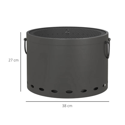 38cm Smokeless Wood Burning Firepit Metal Fire Pit, Dark Grey