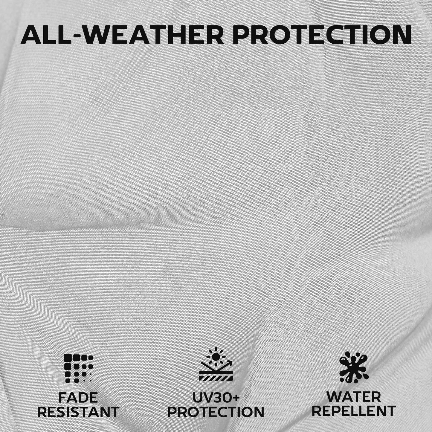 Garden Chair Cushions Set of 4, Waterproof Seat Pads, Light Grey