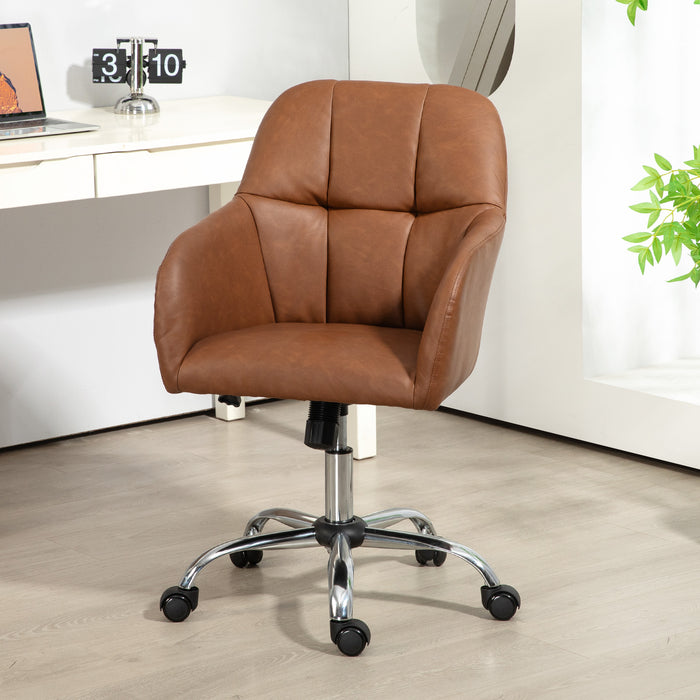 Computer Desk Chair with PU Leather, Swivel Wheels, Brown