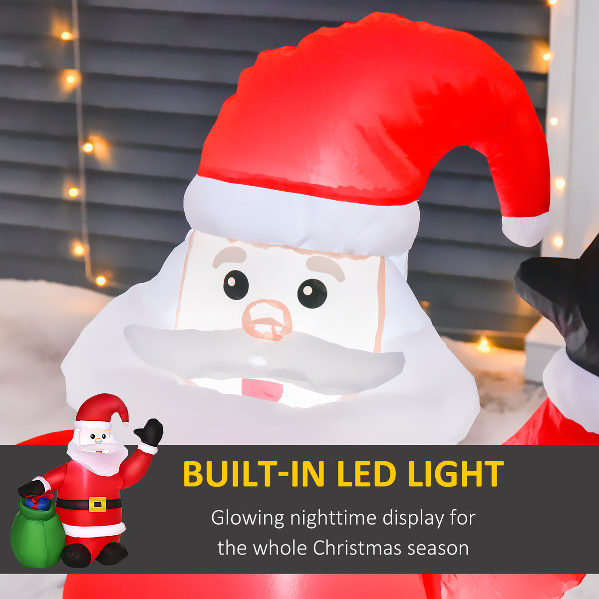4ft Inflatable Christmas Santa Claus LED Lighted Yard Holiday for Lawn