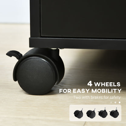 Mobile Vertical Filing Cabinet with 5 Drawers for Home Office, Black