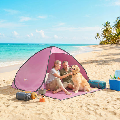 Pop up Beach Tent, UV 50+ Sun Shelter with Carry Bag, Pink