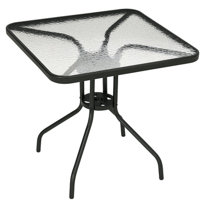 Square Patio Table, Glass Top Garden Dining Table 76 x 76cm