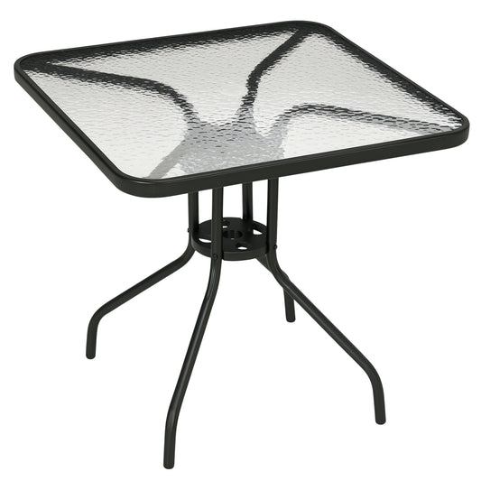 Square Patio Table, Glass Top Garden Dining Table 76 x 76cm