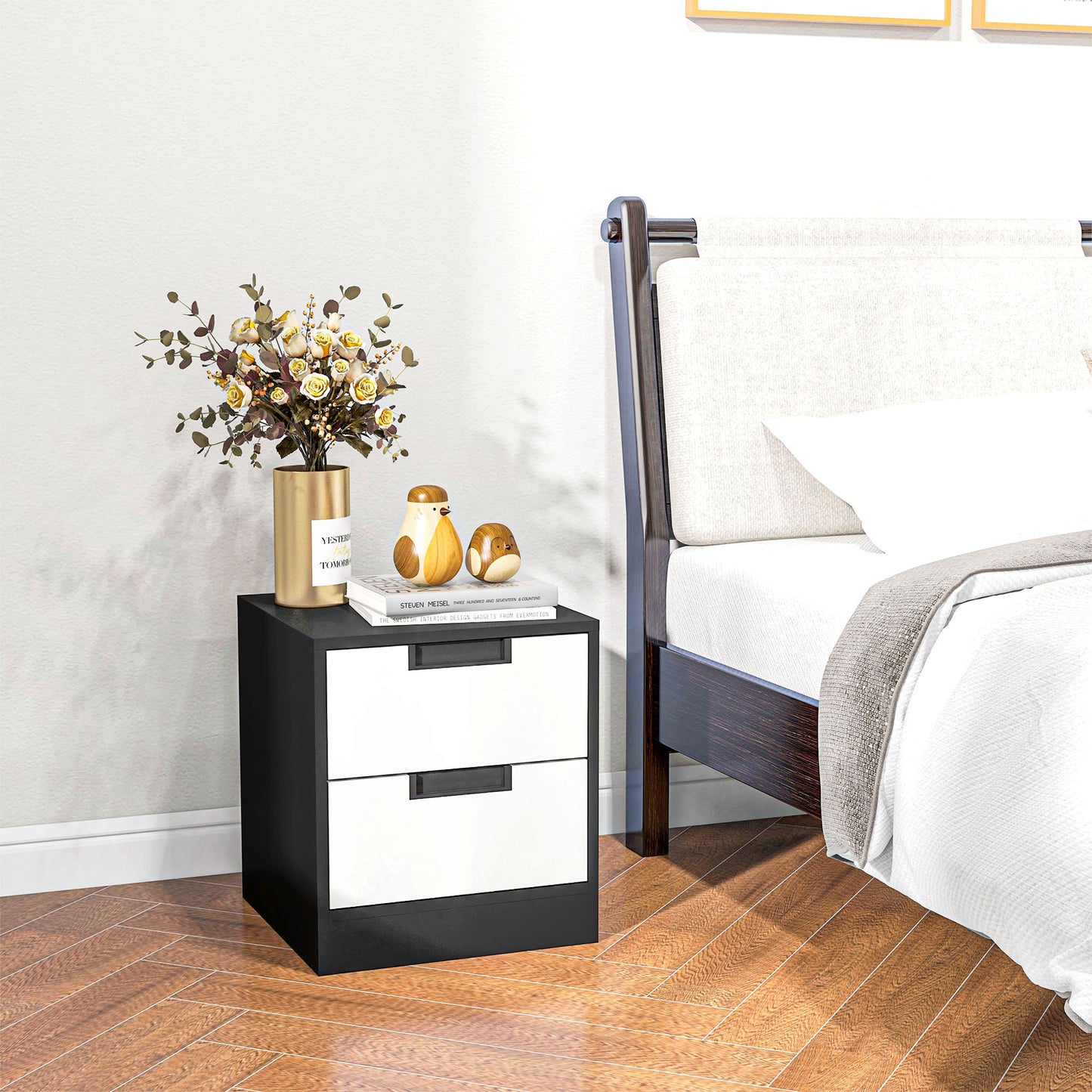 2 Drawer Bedside Tables Set of 2 with Storage Nightstands for Bedroom