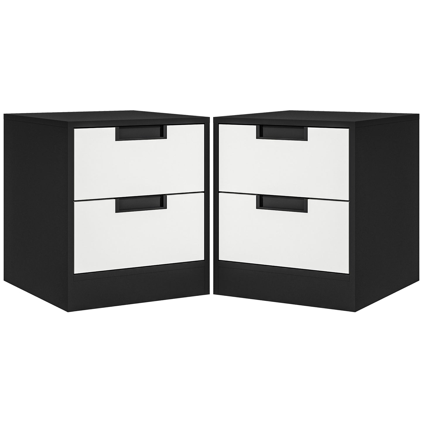 2 Drawer Bedside Tables Set of 2 with Storage Nightstands for Bedroom