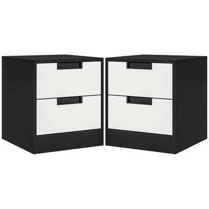 2 Drawer Bedside Tables Set of 2 with Storage Nightstands for Bedroom