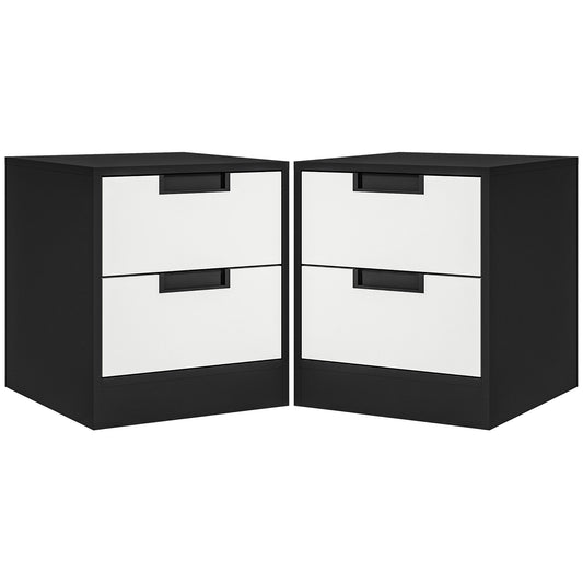 2 Drawer Bedside Tables Set of 2 with Storage Nightstands for Bedroom