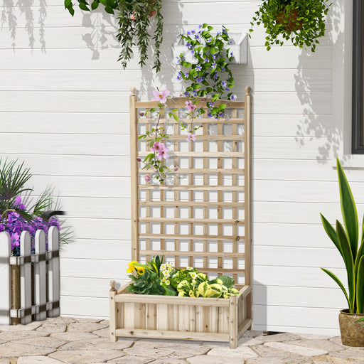 Garden Planters with Trellis for Climbing Vines, Wood Raised Beds for Garden, Flower Pot, Indoor Outdoor, Natural