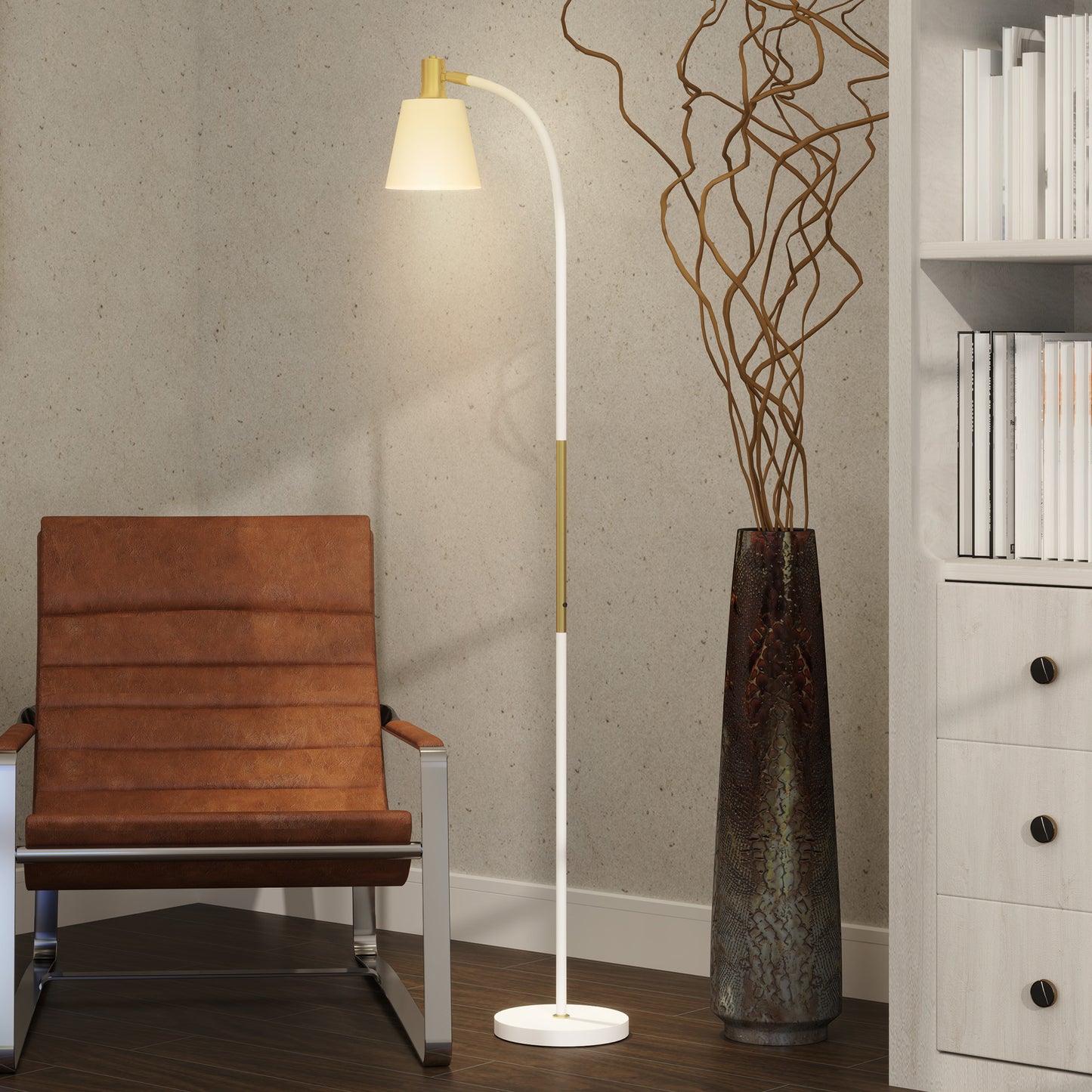 Spotlight Reading Standing Lamp with Adjustable Height, White
