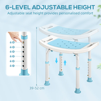 Adjust Aluminium Bath Stool Shower Non-Slip w/ Shower Hole, Turquoise