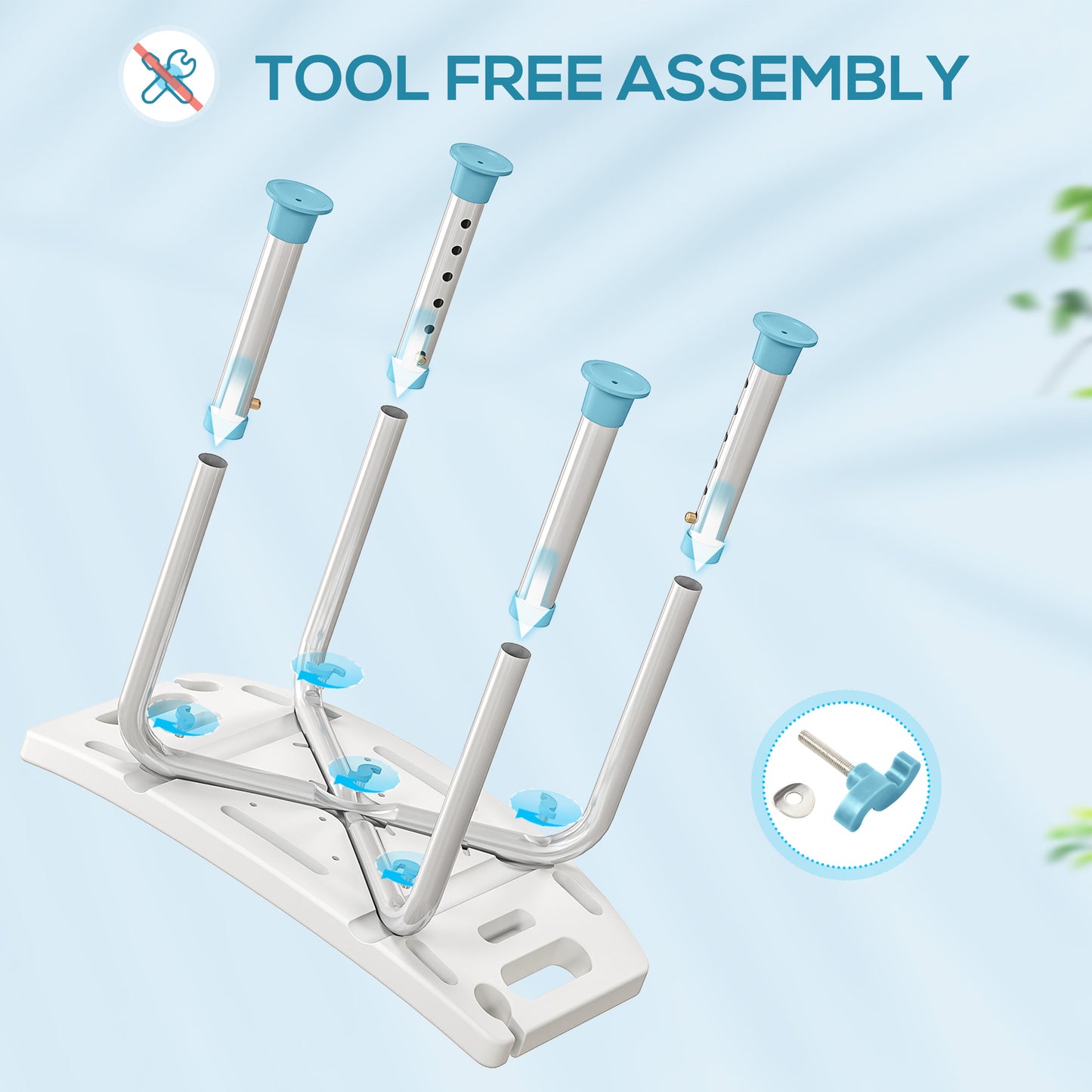 Adjust Aluminium Bath Stool Shower Non-Slip w/ Shower Hole, Turquoise