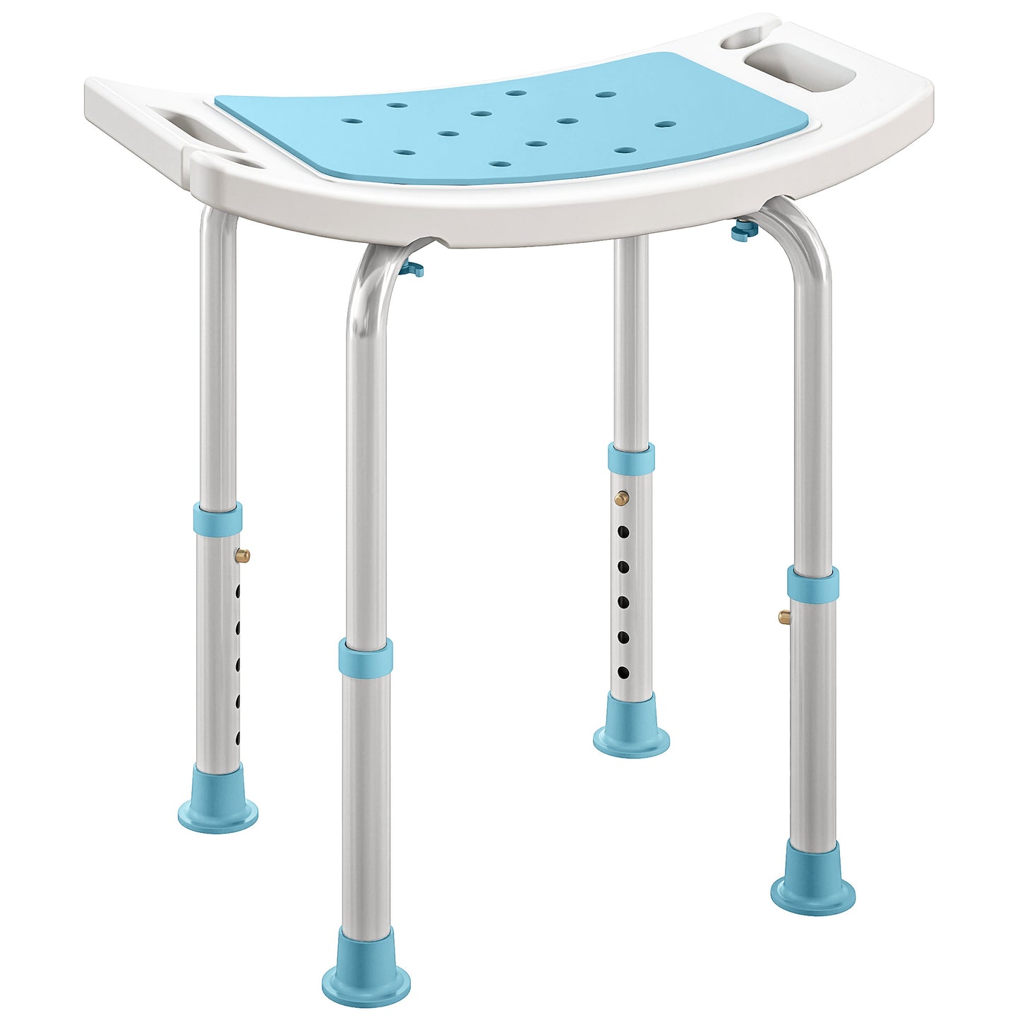 Adjust Aluminium Bath Stool Shower Non-Slip w/ Shower Hole, Turquoise