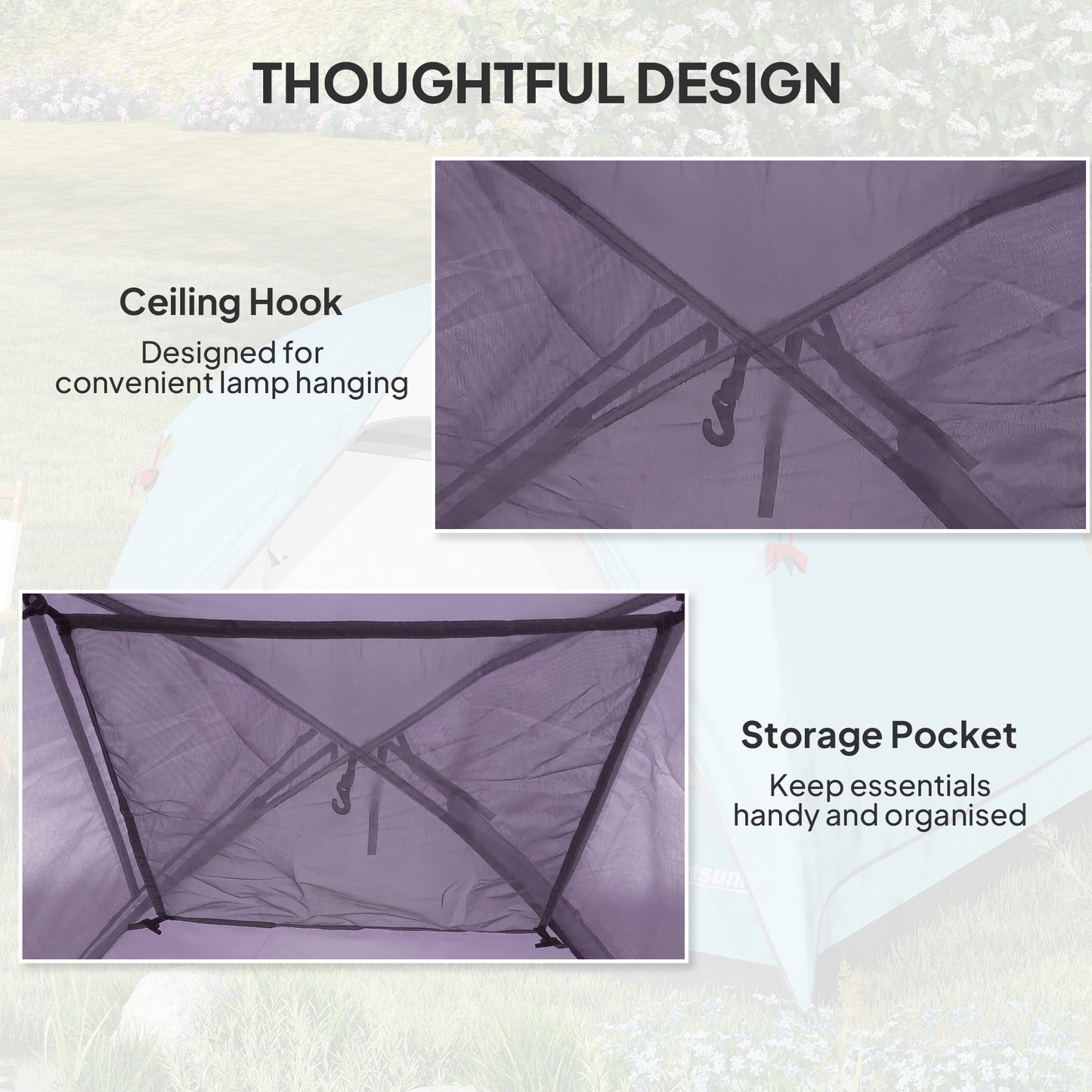 3-4 Person Camping Tent, Waterproof Tent, Purple