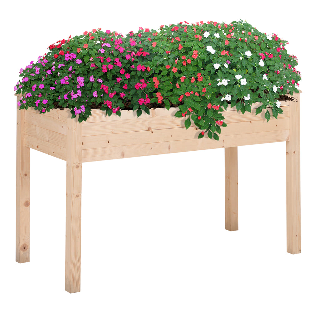 Garden Wooden Planters√Ø¬º¬å Non-Woven Fabric, Rectangular Raised Bed,Fir Wood√Ø¬º¬åIndoor/Outdoor, 122.5Lx56.5Wx76H cm