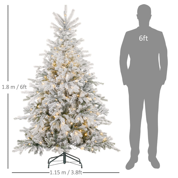 6 Ft Artificial Christmas Tree with Realistic Snow Branches, LED Lights