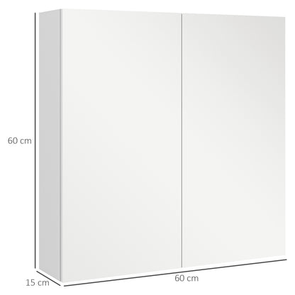 kleankin Wall Mounted Bathroom Storage Cupboard W/ Mirror and Shelf, White