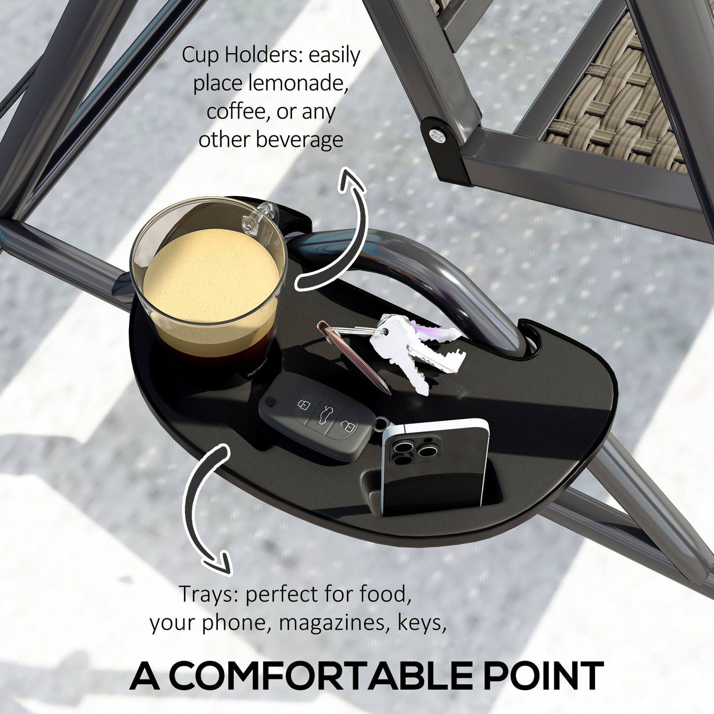 3 Seater Garden Swing Seat Bench w/ Adjustable Canopy, Grey