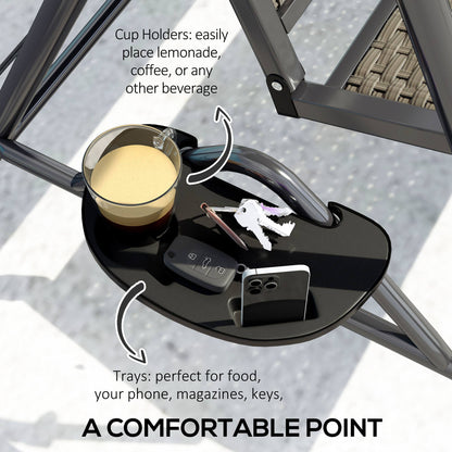 3 Seater Garden Swing Seat Bench w/ Adjustable Canopy, Grey