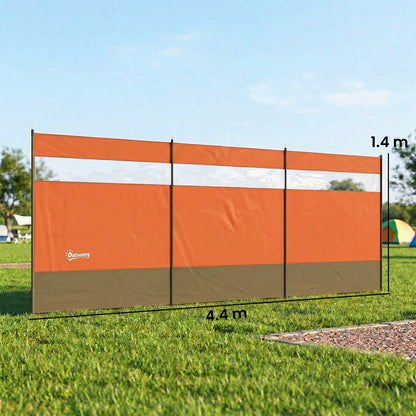 Camping Windbreaks with Clear Windows, 440 x 140cm, Orange