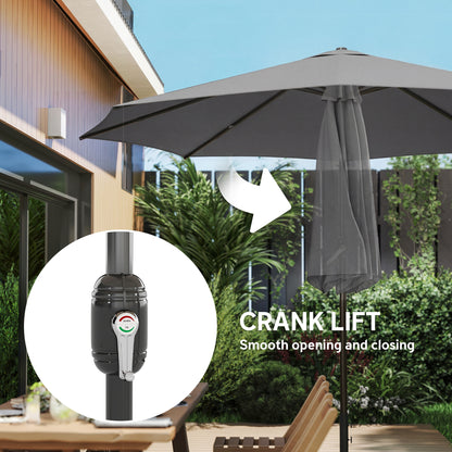 2.7 m Garden Parasol Umbrella with Cross Base, Sandbag, Light Grey