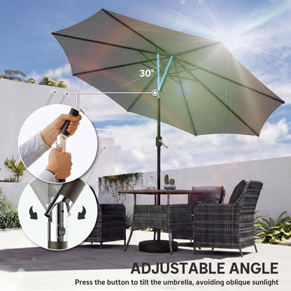 2.7 m Garden Parasol Umbrella with Cross Base, Sandbag, Light Grey