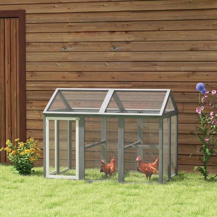 Chicken Run, Wooden Chicken Coop w/ Combinable Design - Grey