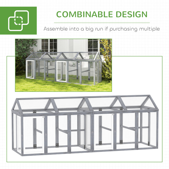 Chicken Run, Wooden Chicken Coop w/ Combinable Design - Grey