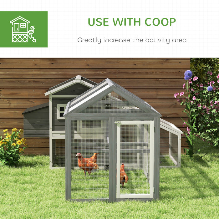 Chicken Run, Wooden Chicken Coop w/ Combinable Design - Grey