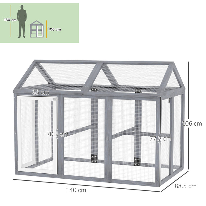 Chicken Run, Wooden Chicken Coop w/ Combinable Design - Grey