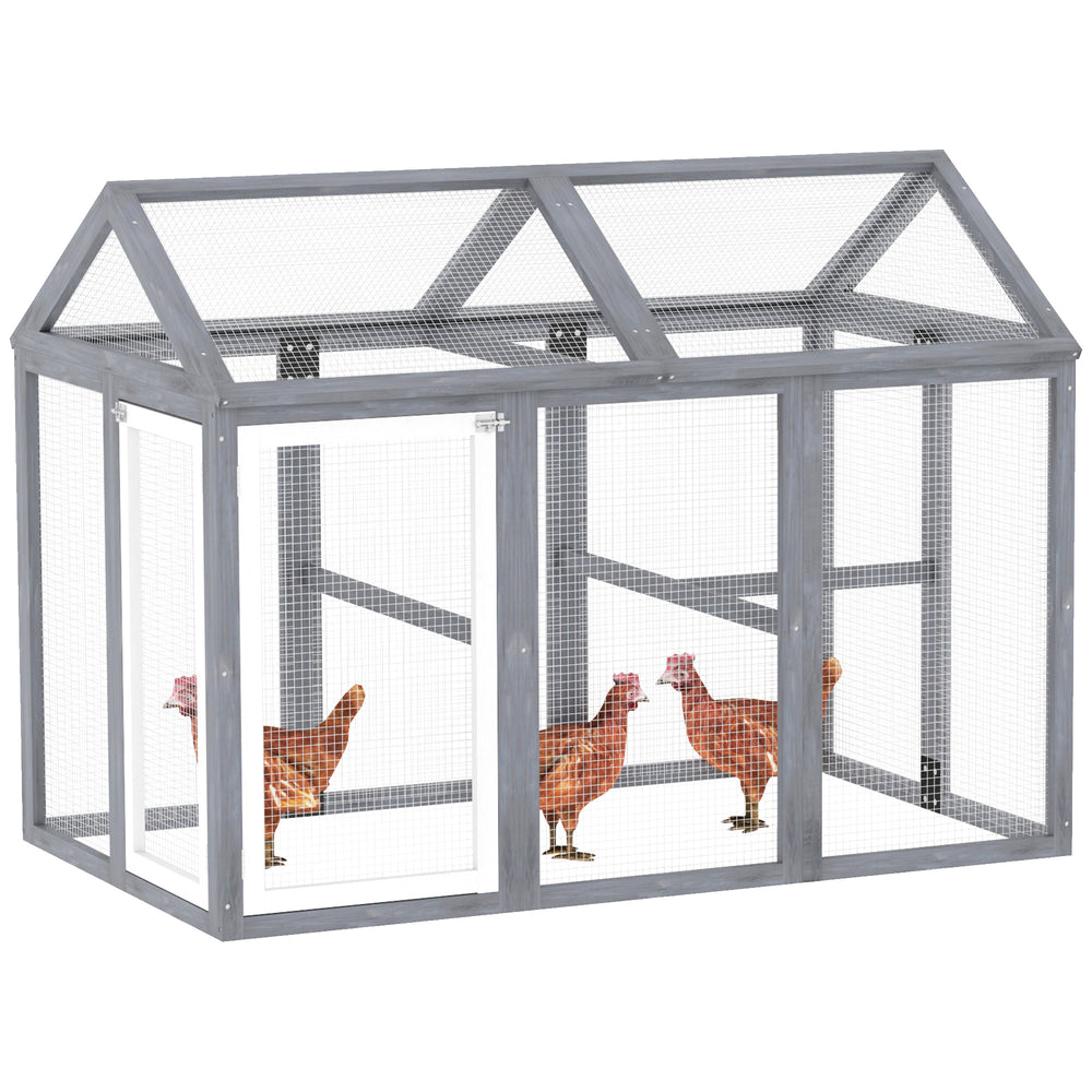 Chicken Run, Wooden Chicken Coop w/ Combinable Design - Grey