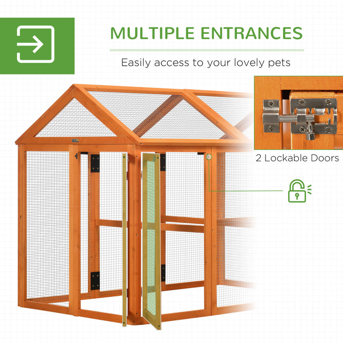 Chicken Run, Wooden Chicken Coop w/ Combinable Design - Orange