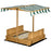 Wooden Sandpit with Adjustable Canopy Brown