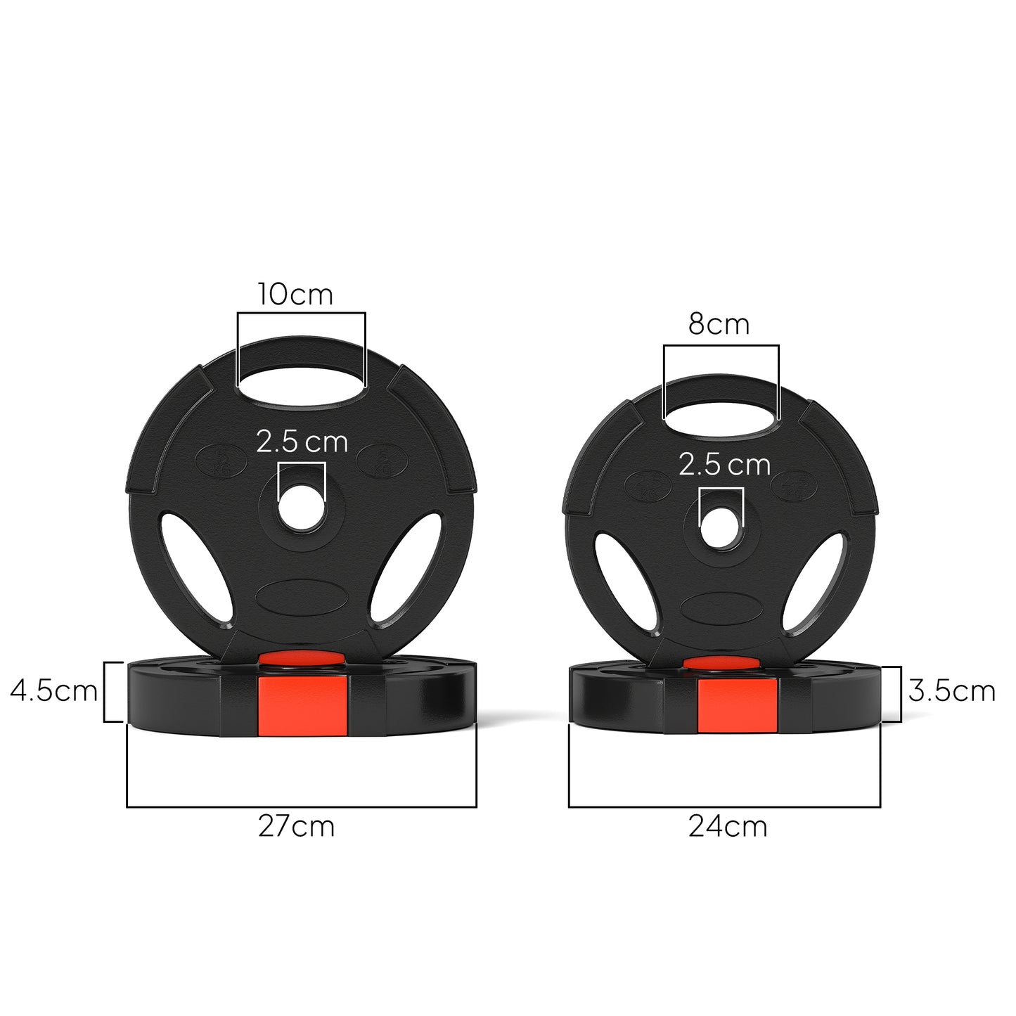 Olympic Weight Plates Set for Home Gym, 2 x 5kg, 2 x 2.5kg, Black