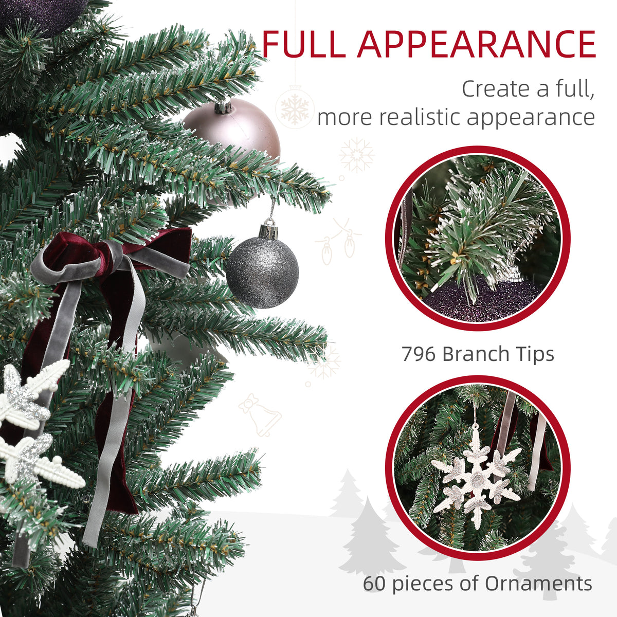 6ft Artificial Prelit Christmas Tree w/ LED Lights, Purple Ornaments