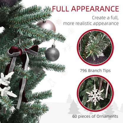 6ft Artificial Prelit Christmas Tree w/ LED Lights, Purple Ornaments