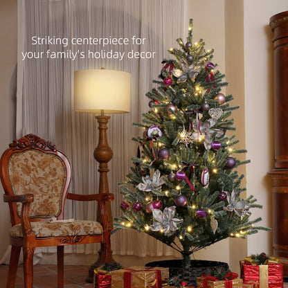 6ft Artificial Prelit Christmas Tree w/ LED Lights, Purple Ornaments