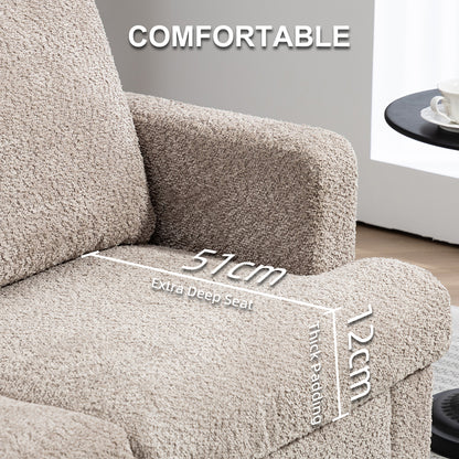 138 cm Chenille Fabric Loveseat Sofa with S-springs, Light Brown