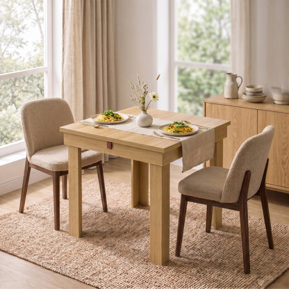 Folding Dining Table Under-Table Storage 140cm Oak