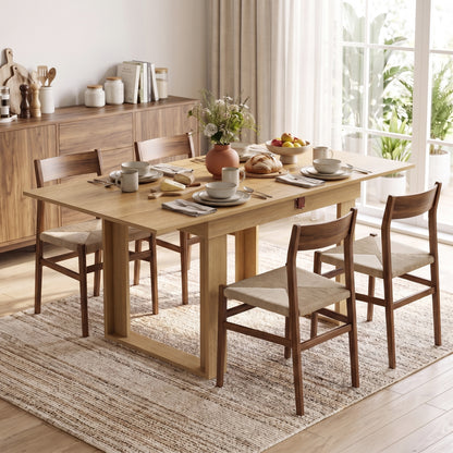 Folding Dining Table Under-Table Storage 140cm Oak