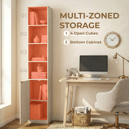Bookcase Adjustable Shelf 6-Tier Oak Wood Effect