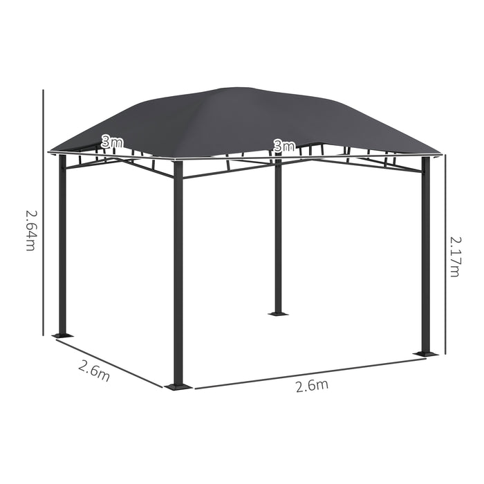 3x3(m) Outdoor Patio Gazebo Pavilion Canopy Tent Steel Frame Grey