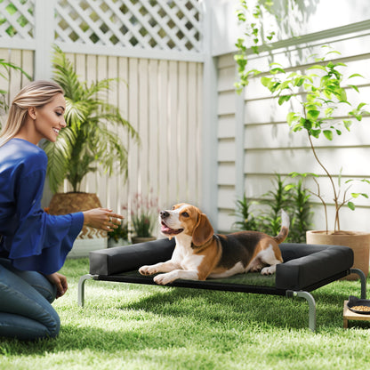 Elevated Dog Bed, Raised Dog Bed with Removable Bolsters