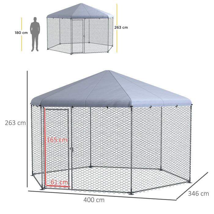 4 x 3.5 x 2.6m Chicken Coop for 10-15 Chickens, Hens, Rabbits, Ducks, Outdoor Garden Chicken Run