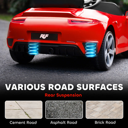 RUF GT Licensed Electric Car for Kids, 12V Kids Ride on Car with Suspension System, Remote Control, Music, Horn, USB, Slow Start and Safety Belt for 3-5 Years Old Boys and Girls, Red