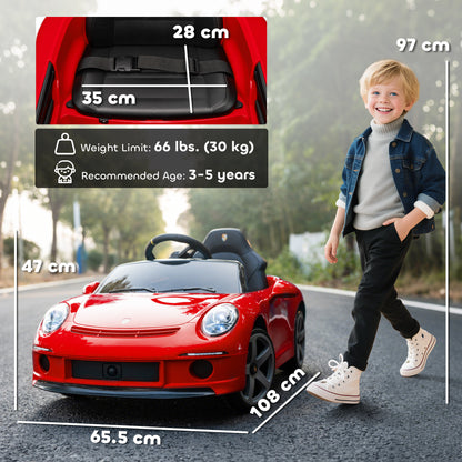 RUF GT Licensed Electric Car for Kids, 12V Kids Ride on Car with Suspension System, Remote Control, Music, Horn, USB, Slow Start and Safety Belt for 3-5 Years Old Boys and Girls, Red