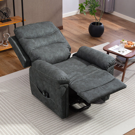 Heated Faux Leather Electric Riser Recliner Chair with 8-Point Massage, USB Port and Side Pockets - Grey